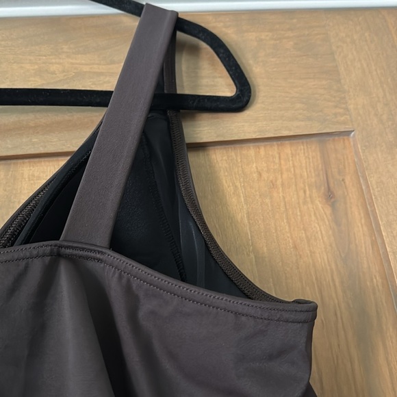 Lands End Brown one piece swim bathing suit Padded cup Womens 22 Wrap Rouched - Picture 4 of 9